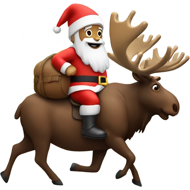 Santa riding a moose in the forest emoji