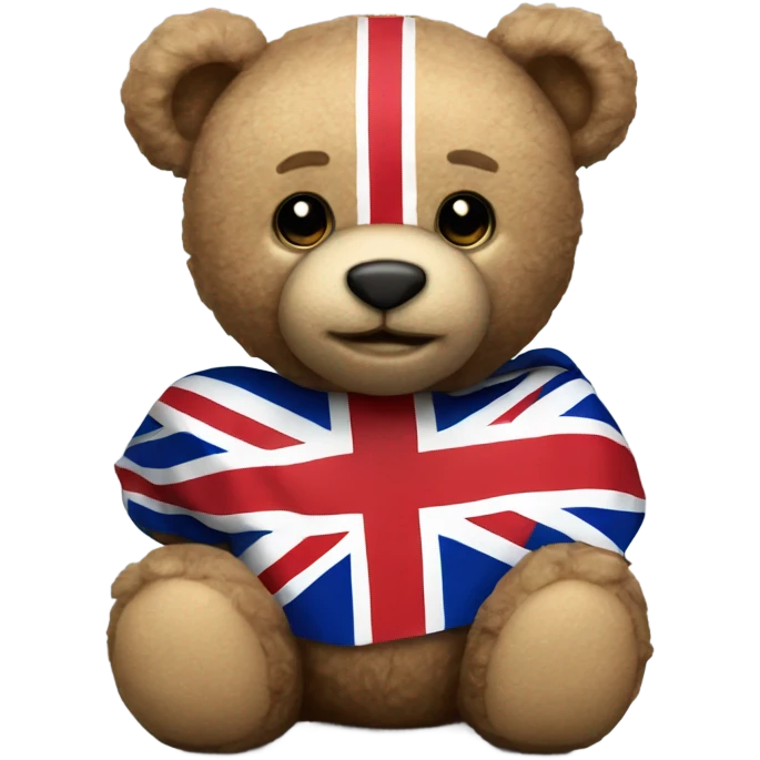 Teddy bear with Union Jack shirt with Union Jack flag emoji