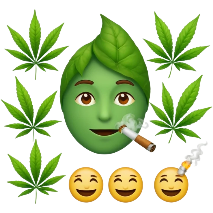 fait moi un pack demojis De fumeur pas avec les emojis de base mais des inventé type tete de beuh feuille de pe emoji