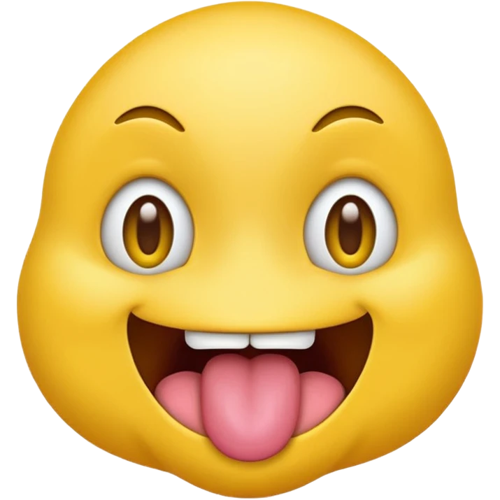 yellow emoji face with eyes emerging from face and tongue sticking out wildly  emoji