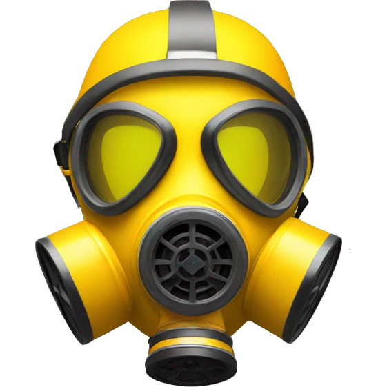a yellow emoji weraing a gas mask. Make it seems if it was from apple emoji
