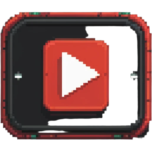 YouTube logo, red rectangle with rounded corners and white play button in the center emoji