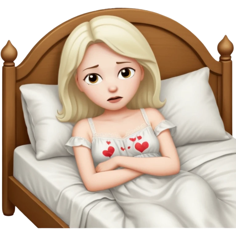 женщина лежит в кровати, она напряжена и нахмурена, за окном ночь emoji