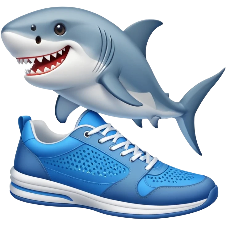 Tiburón con zapatos tenis azules emoji