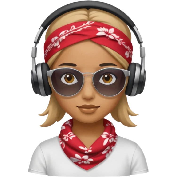 girl with shades, headphones and bandana emoji