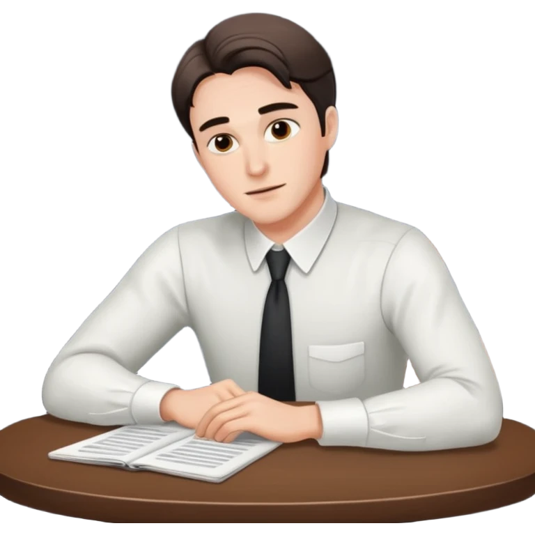 man at table, theatrical dramatic posture, working hard emoji