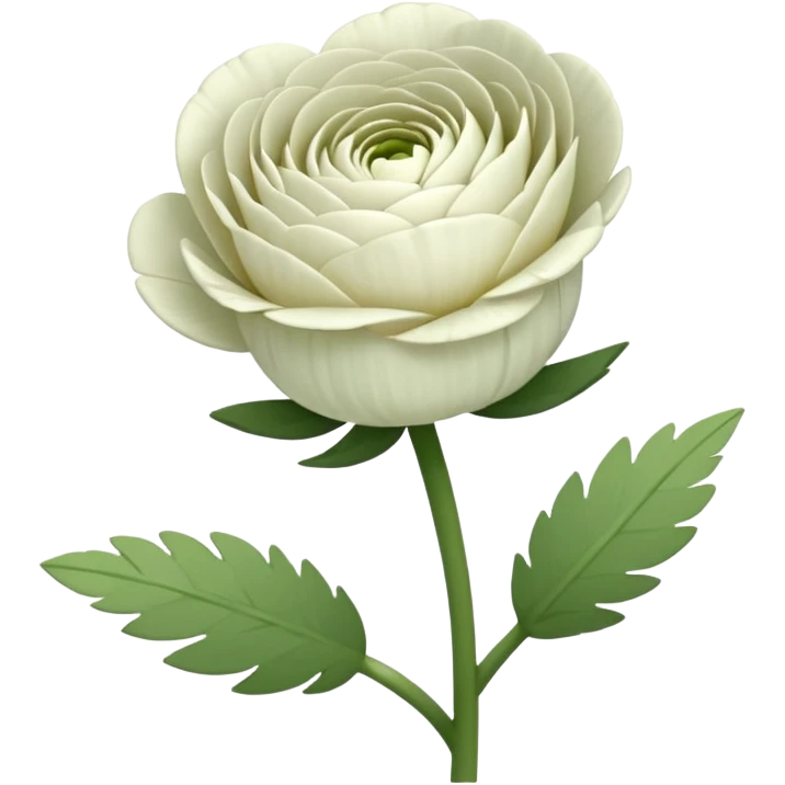 create a white Ranunculus flower with a stem emoji
