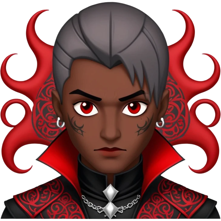 Dark evil Badass emo Goth red and white and black and silver villain, handsome, attractive, intricate patterns  emoji