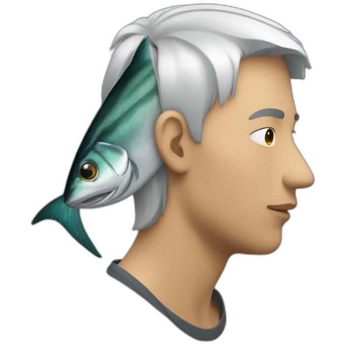 person with a mackeral head bowing emoji