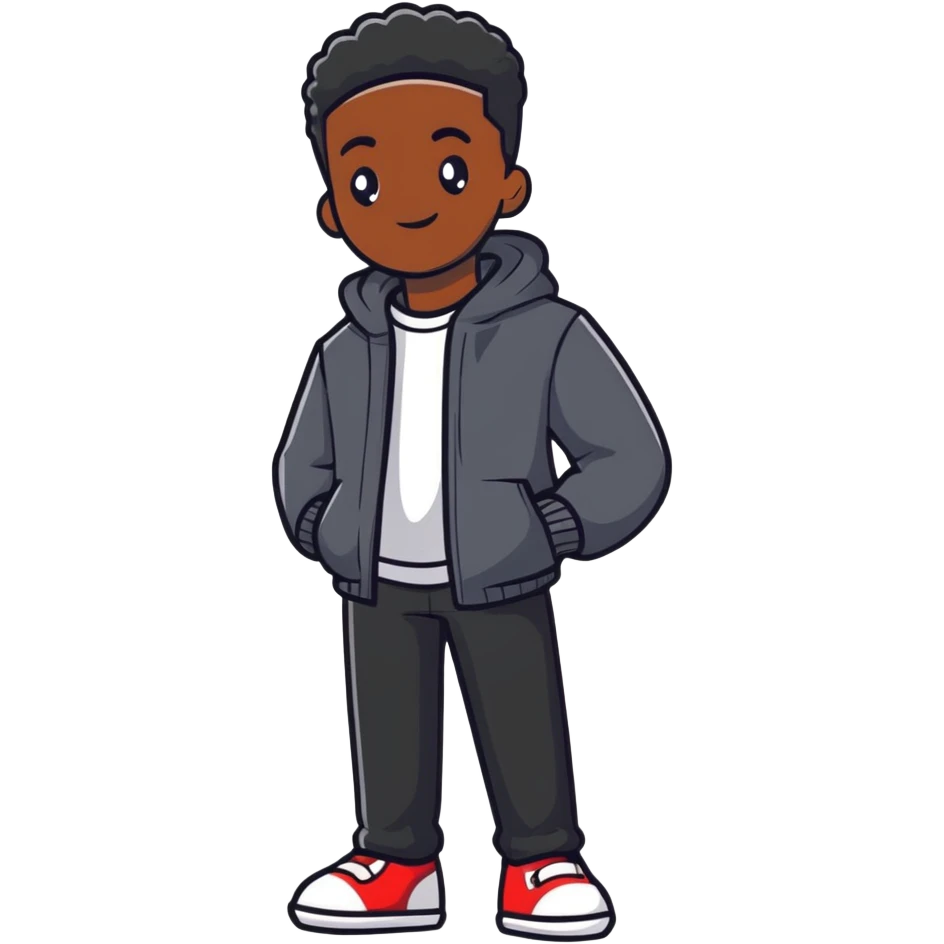 black man with casual style emoji