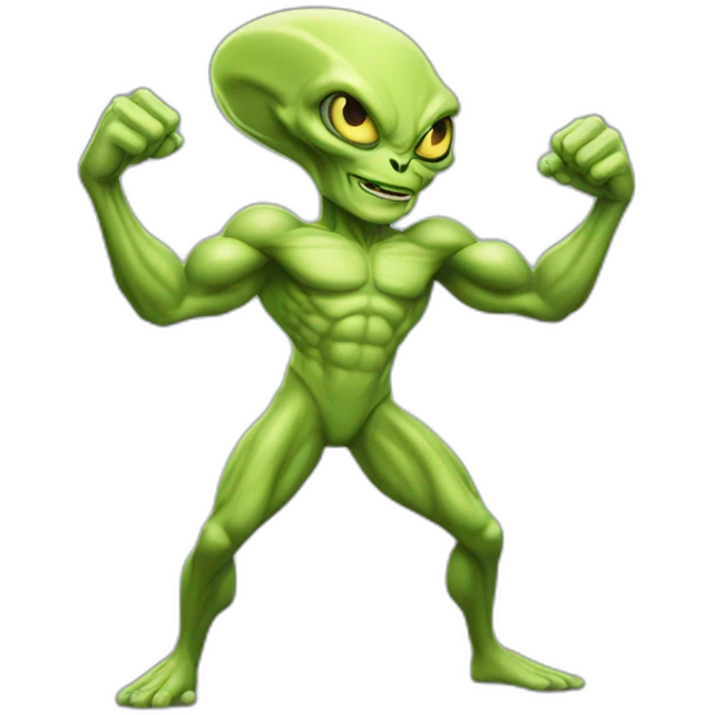 alien flexing emoji