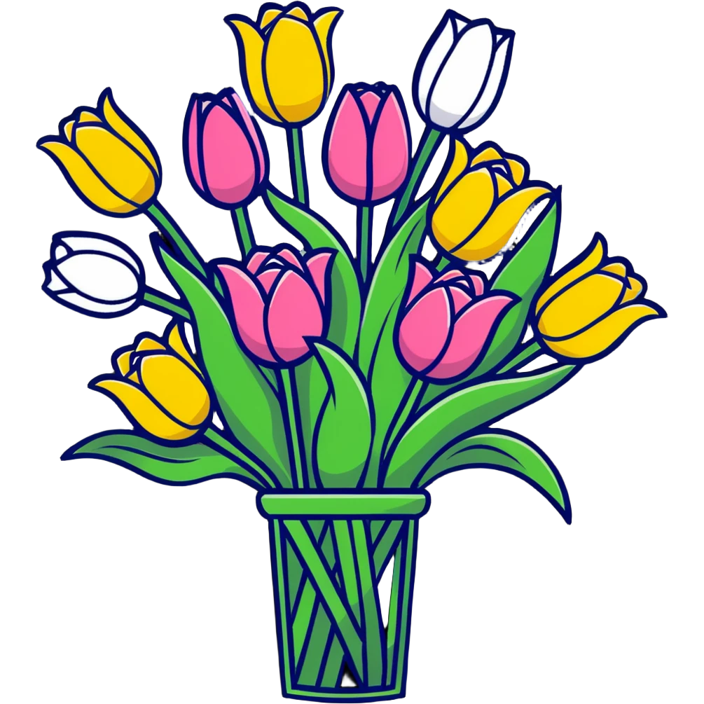 spring flower bouquet with colorful tulips and roses emoji