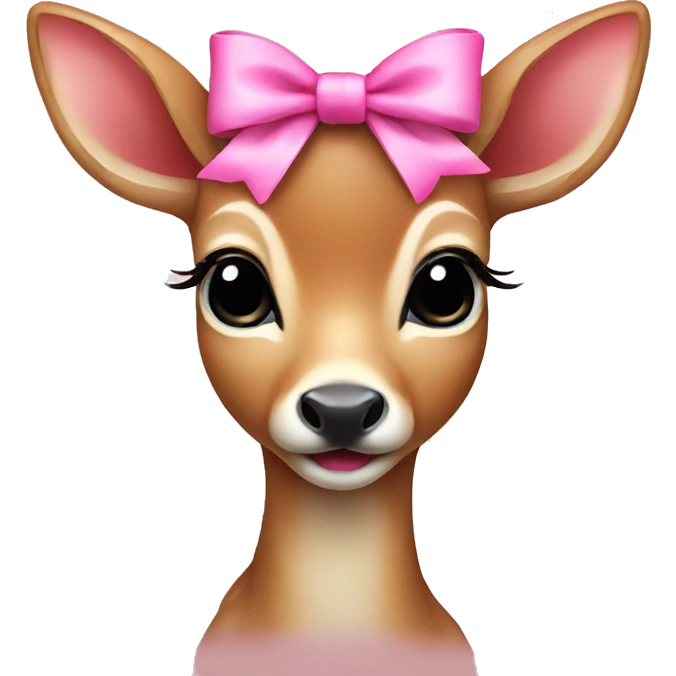 Baby deer with pink bow on neck emoji