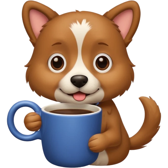 Dog with a cup of coffee emoji