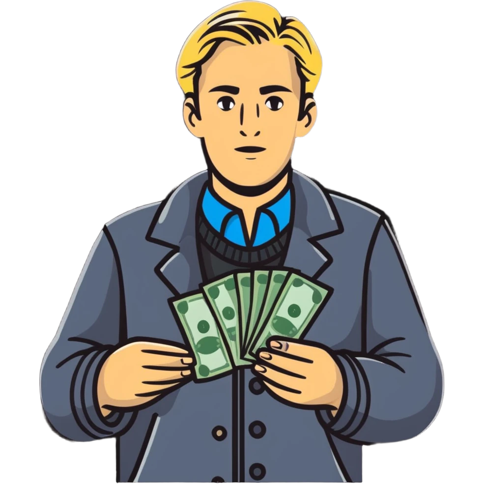 Nikolai Astrup, Norwegian politician, holding a pack of money in his hand emoji