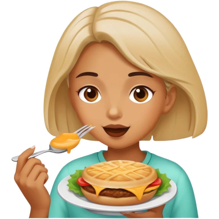 a girl eating food emoji