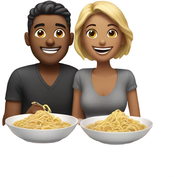 romantic noodle date with beautiful loving couple emoji
