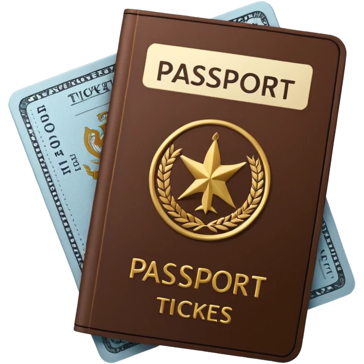 brown passaport and tickets emoji