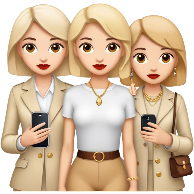girls with stylish accessories blank emoji