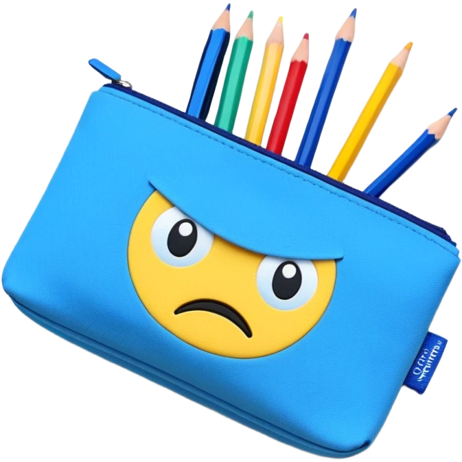 Pencil pouch with a frown emoji
