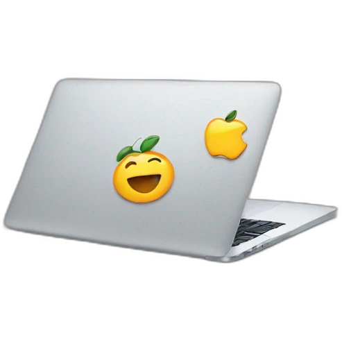 macbook with iphone emoji