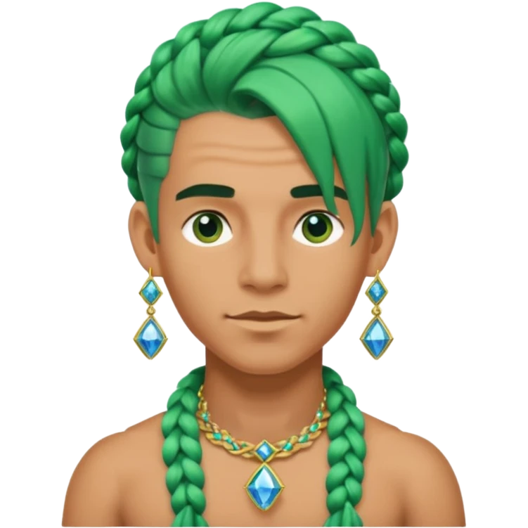 gem lover man with gem accessories excessive amount very big gem earrings green braided hair and blue diamonds  emoji