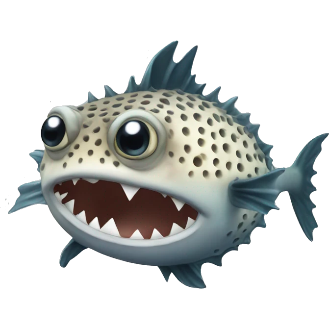 pufferfish with shark fins emoji