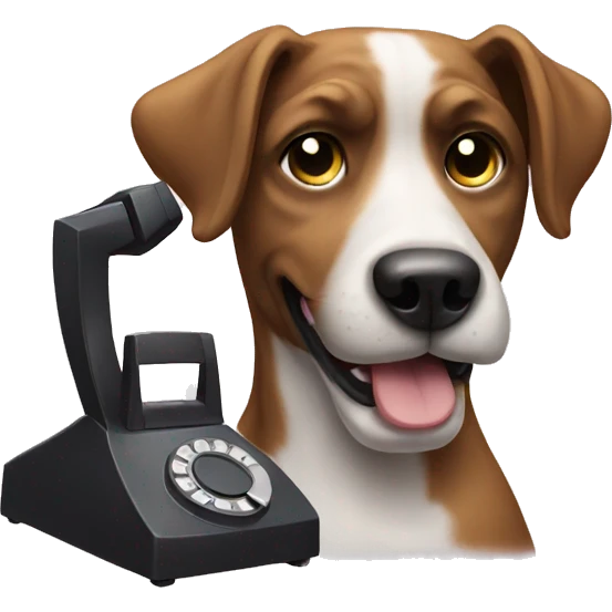 dog with a telephone emoji