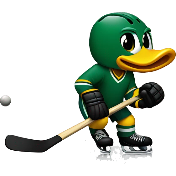 A duck playing hockey emoji