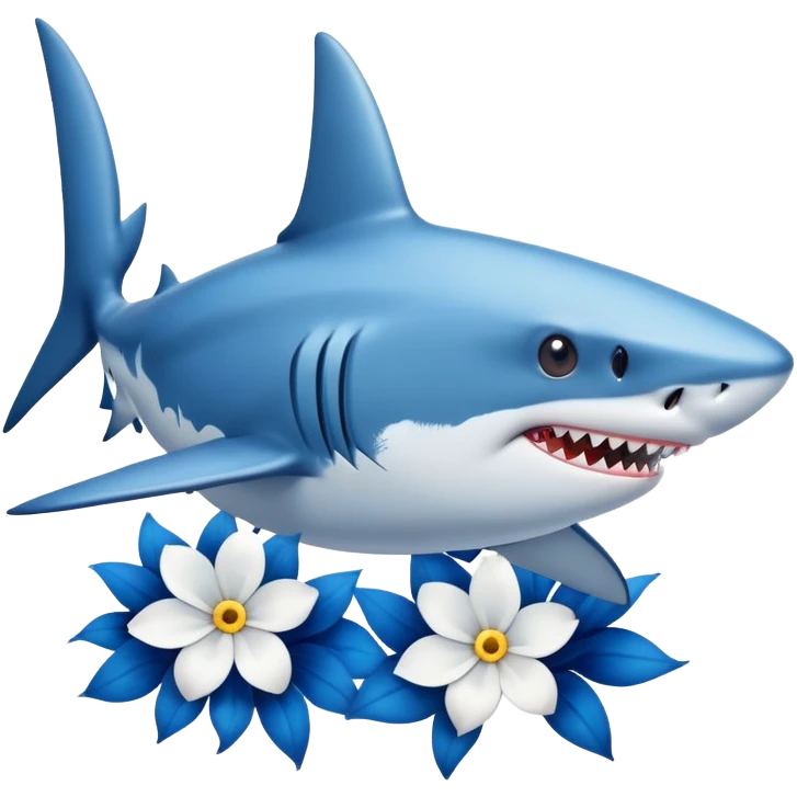 shark with flower emoji