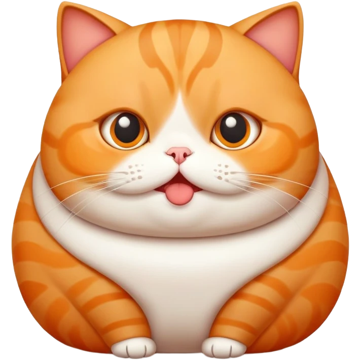 Chubby fat hungry cute funny cat with big eye  emoji