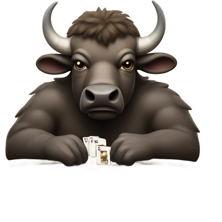 Mean Buffalo playing poker emoji