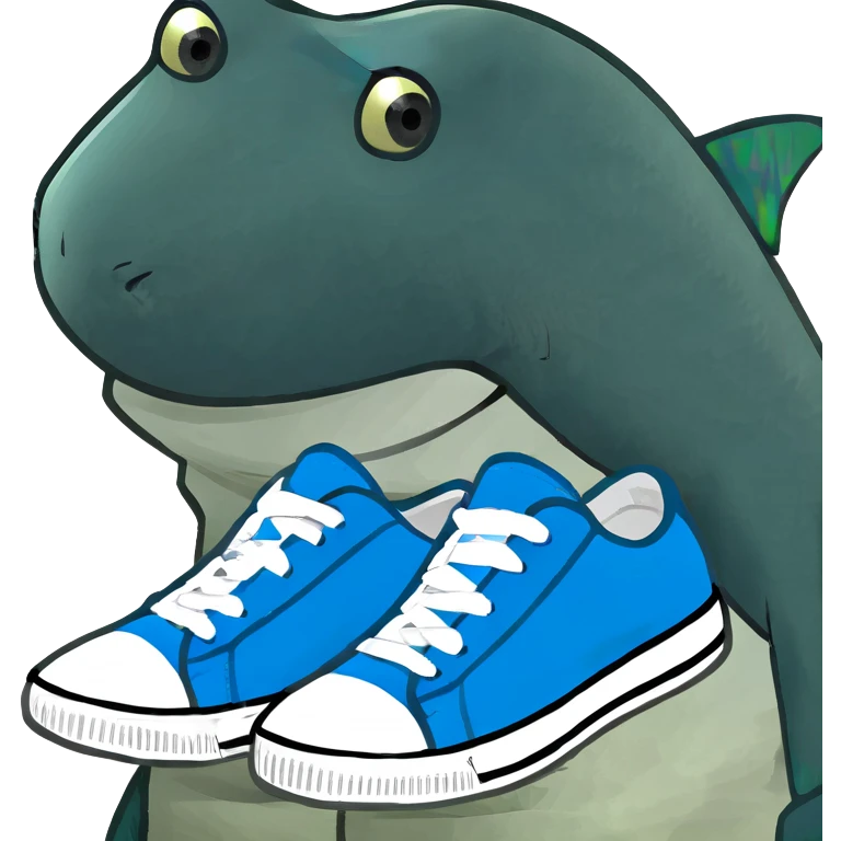 shark wearing blue sneakers  emoji