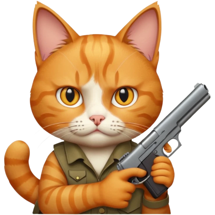  Cat wearing a gun emoji