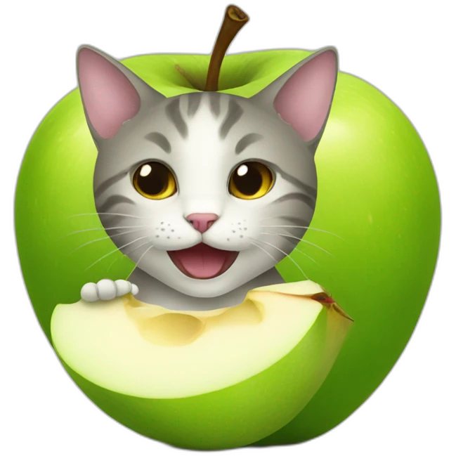Cat eats apple emoji