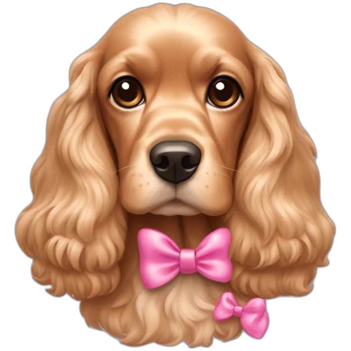 Cocker spaniel with a little pink bow on the top head emoji