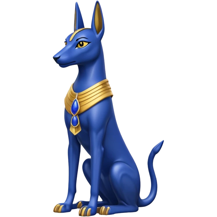 Proud Black, gold, and details of lapis anubis statue posed  emoji