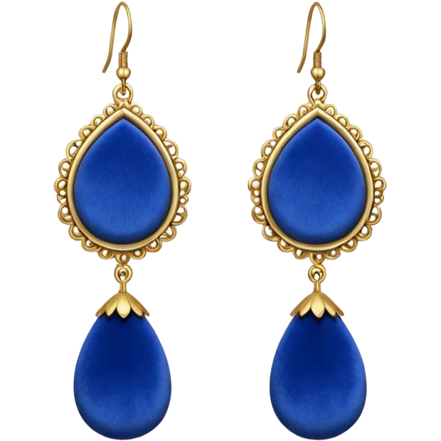 Earring with blue velvet fabric emoji