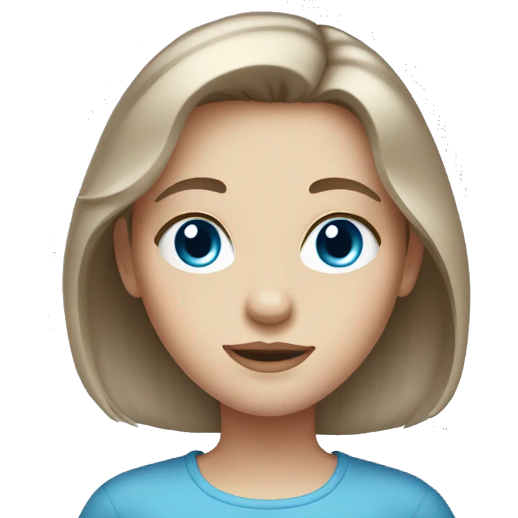 pale girl with BROWN medium length hair and blue eyes emoji
