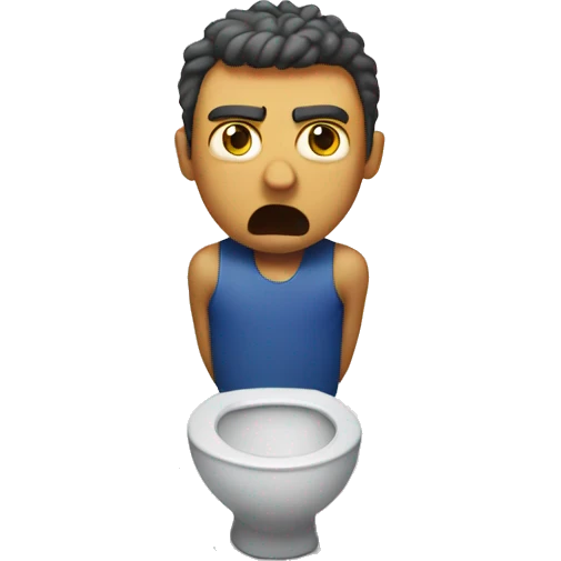 Angry man coming out of 2 toilets emoji