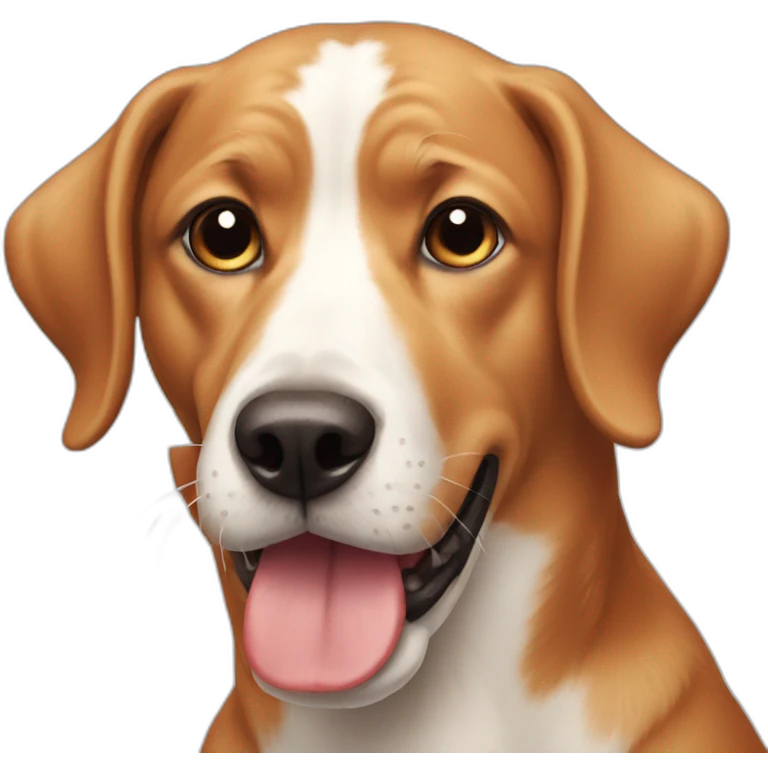 A dog who eat a red head emoji