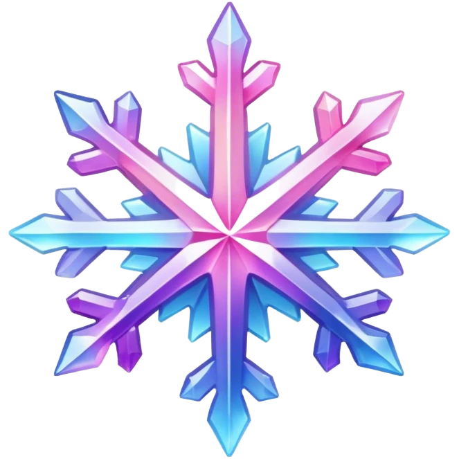 Gradient iridescent Pastel rainbow Pink violet blue crystal star snowflake  emoji