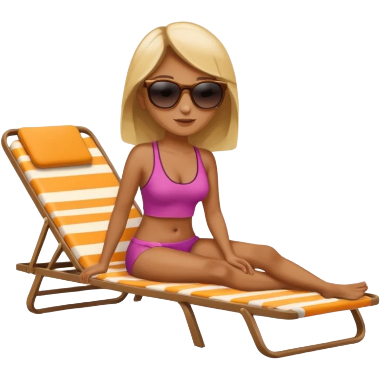 woman sitting on a sunbed emoji