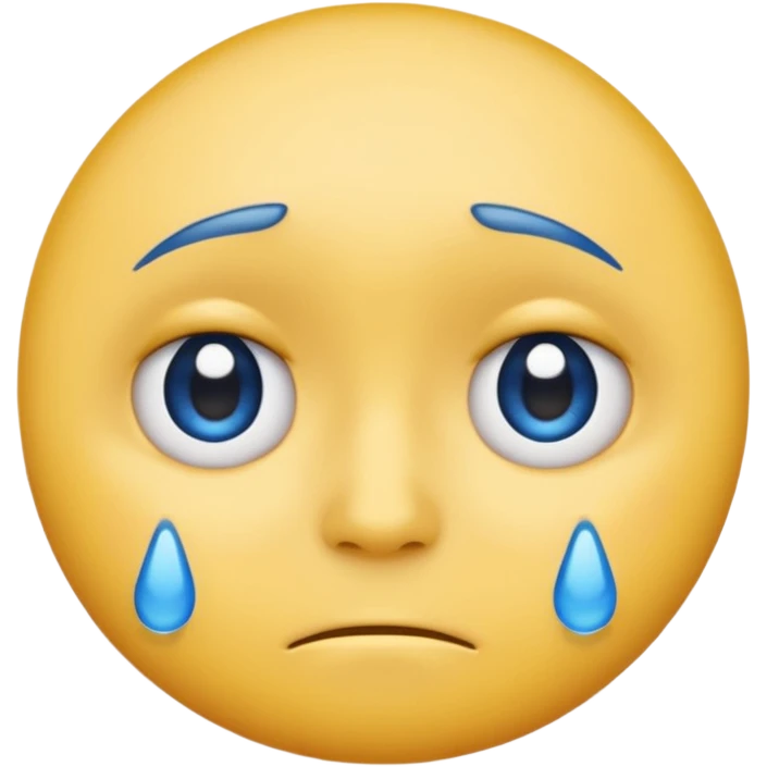 A regular, simple, yellow  skin, round face emoji looking straight at me not smilling, just staring with a blue and almost clear looking tear rolling down its cheek emoji