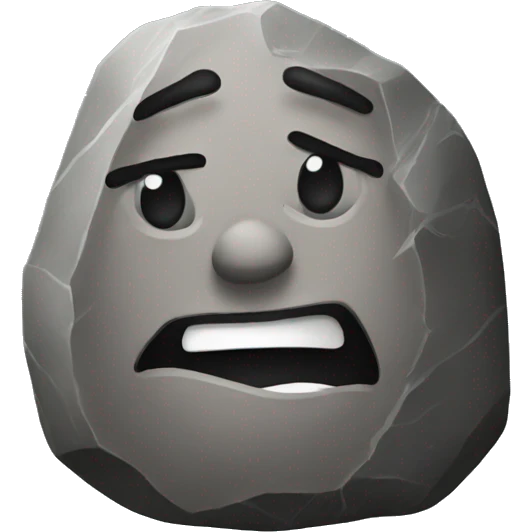 Rock with a straight face emoji