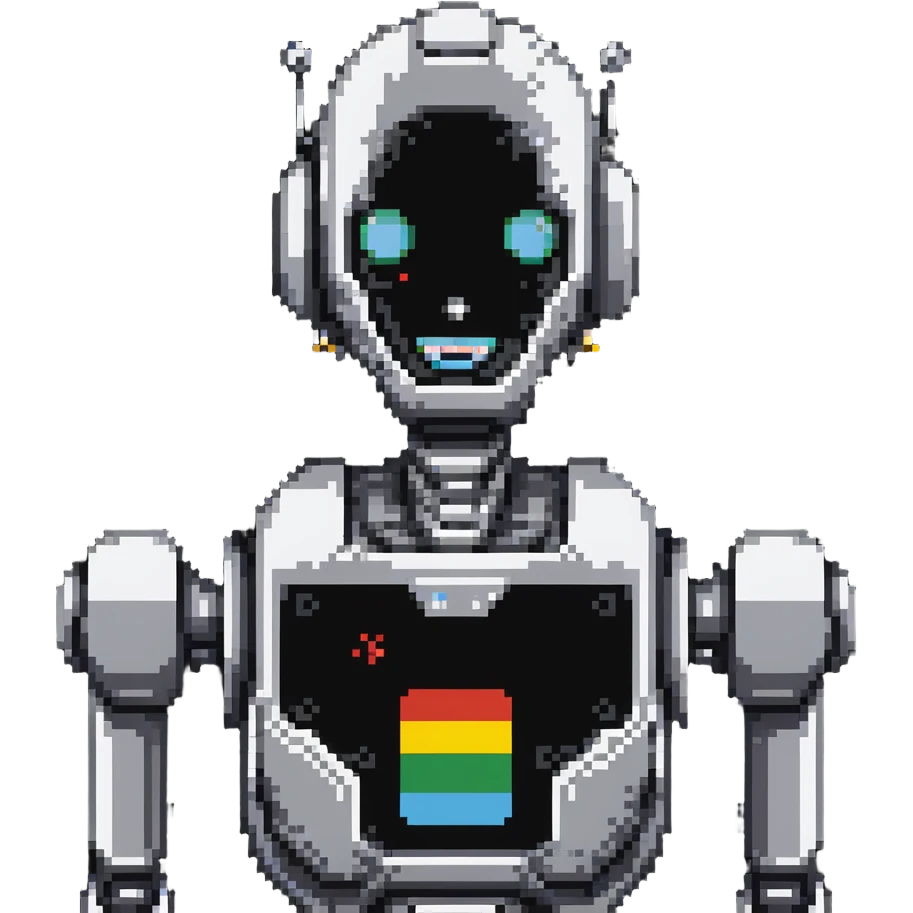 robot with digital face screen emoji