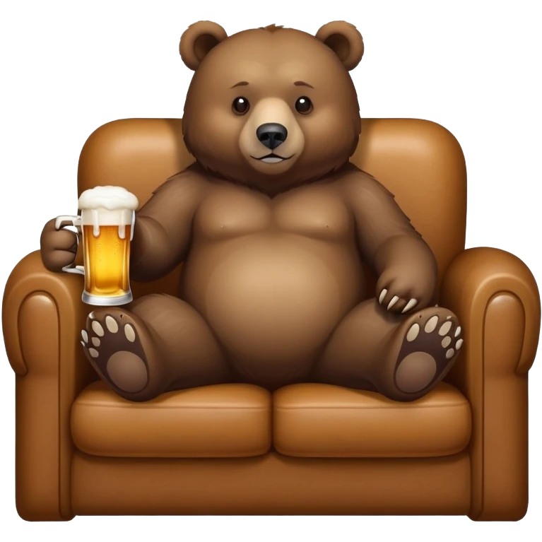 bear drinks beer on the sofa emoji