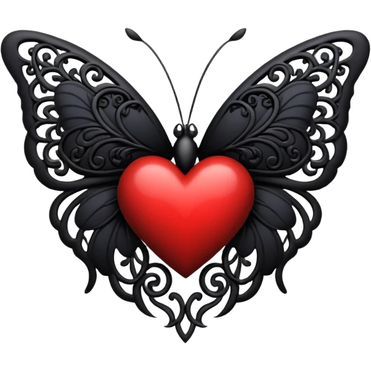 goth heart with a dark butterfly emoji