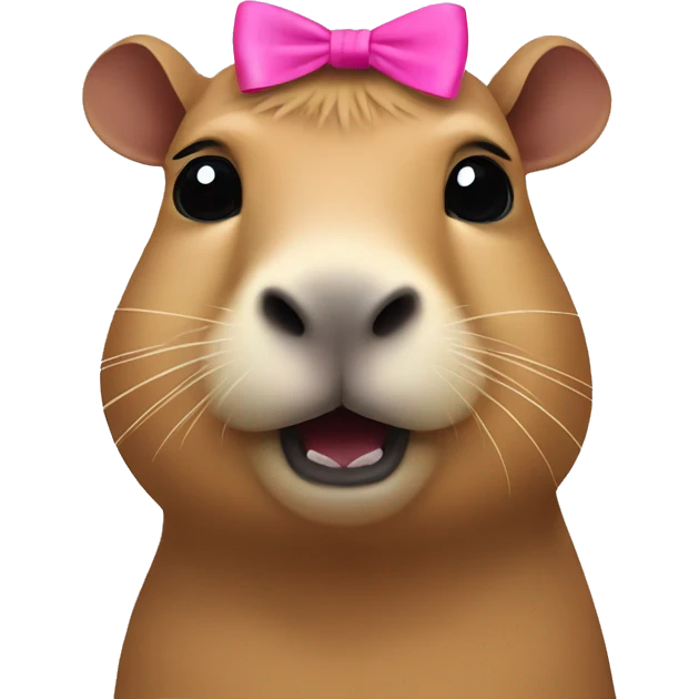 Capybara with a pink bow on its head emoji
