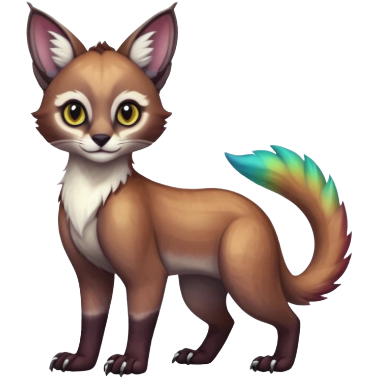 dark fruity white glorious iridescent divine exotic cute cool beautiful beautiful fantasy-caracal-civet-genet-sergal-vernid-Gryphon-Cacomistle-Trico-oncilla-animal-Fakémon-hybrid-fursona (full body) emoji